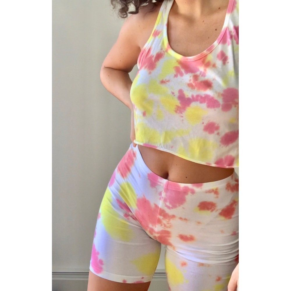 💗🧡💛 SUNSET TIE DYE CROPPED SET 💛🧡💗